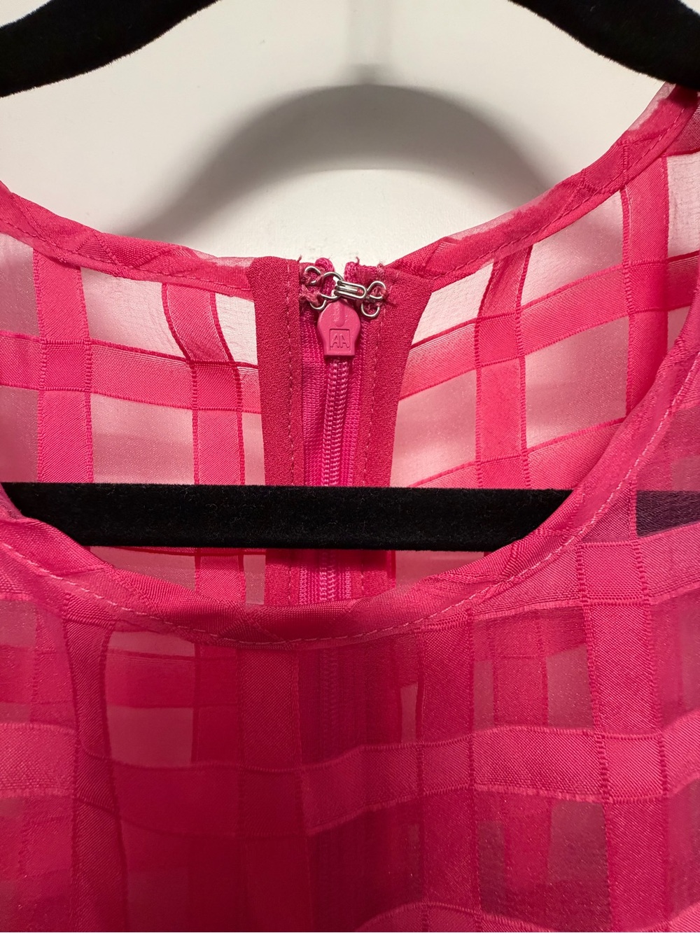 English Factory Pink Gridded Puff Sleeve Dress - Picture 4 of 5